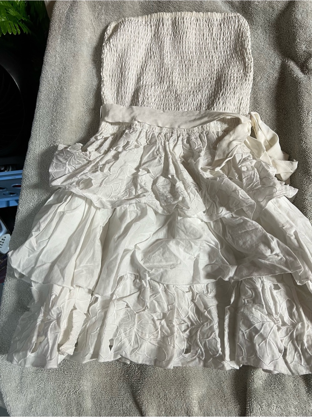 Hollister White Strapless Ruffled Sundress